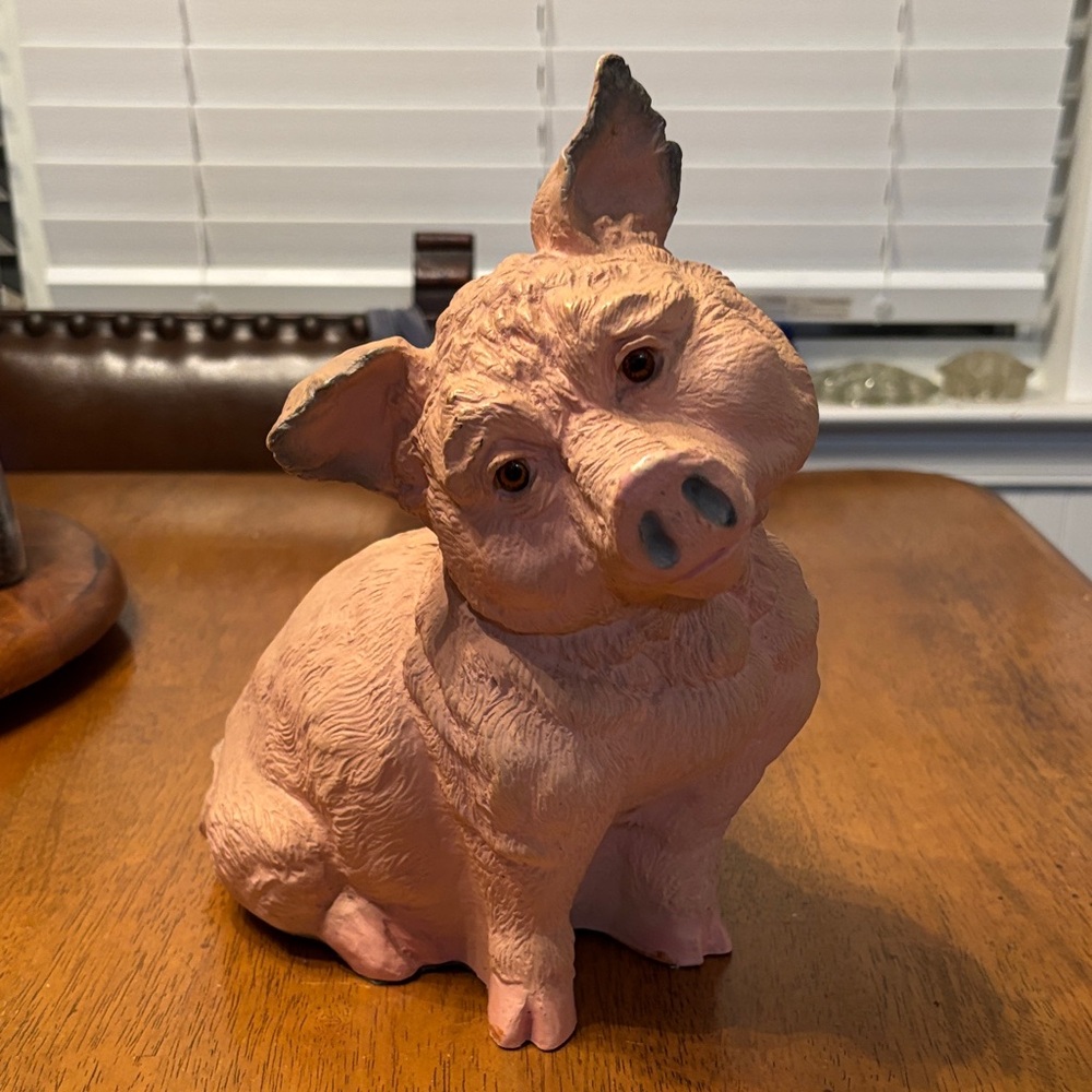 Antique Adorable Pink Pig Figurine